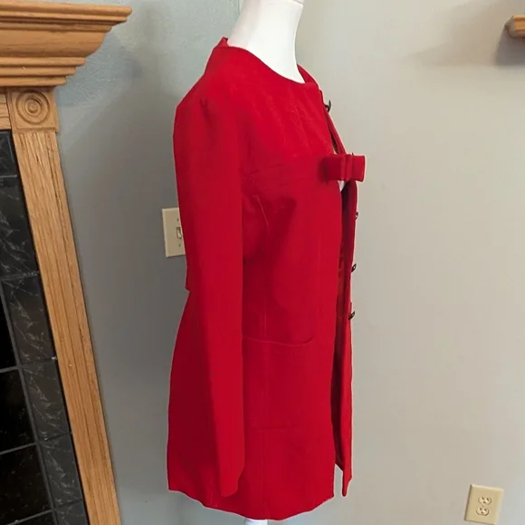 Ampersand Avenue Womens Red Coat With Bow Size Large - Picture 5 of 11